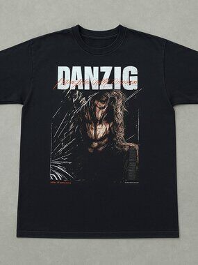 Danzig Heavy Metal Graphic T-Shirt Black Band Tee Gothic Rock Vintage Style